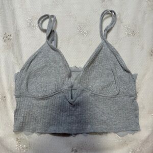 Aerie Gray Ribbed Bralette